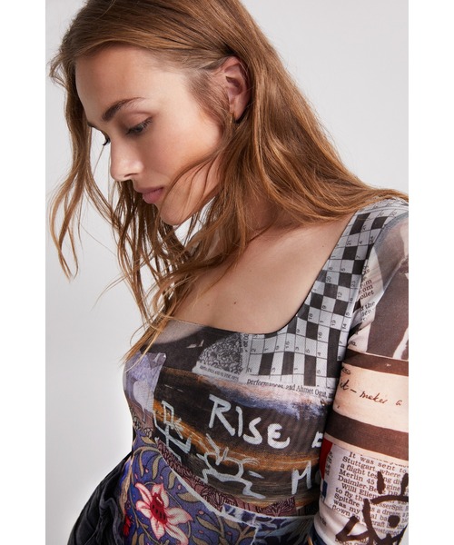 Desigual（デシグアル）の「ニュースペーパー チュールボディスーツ（その他トップス・レディース・ブラック・M/S/XL/XS/L）」の8枚目の写真