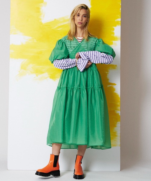 MAISON SPECIAL（メゾンスペシャル）の「2WAYシアーティアードワンピース【MAISON SPECIAL/メゾンスペシャル】（ワンピース・レディース・ブラック/グリーン/ゼブラ・FREE）」の4枚目の写真