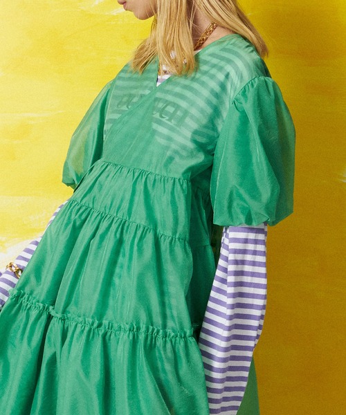 MAISON SPECIAL（メゾンスペシャル）の「2WAYシアーティアードワンピース【MAISON SPECIAL/メゾンスペシャル】（ワンピース・レディース・ブラック/グリーン/ゼブラ・FREE）」の5枚目の写真