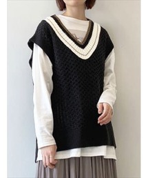 Samansa Mos2 blue | チルデンニットベスト(ベスト)