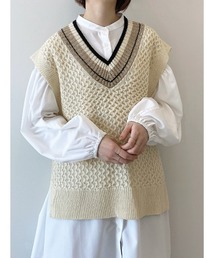 Samansa Mos2 blue | チルデンニットベスト(ベスト)