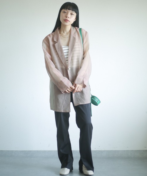 spoon store(スプーンストア)の「シアージャケットセットアップ(テーラードジャケット・レディース・ピンク/ベージュ・フリー)」の8枚目の写真