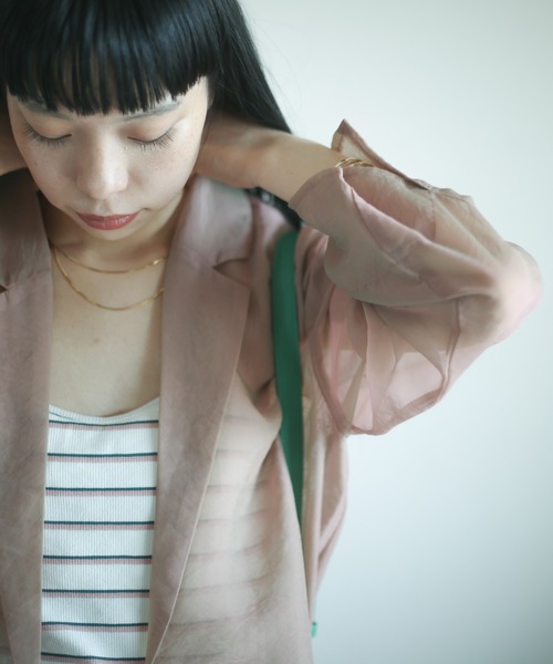 spoon store(スプーンストア)の「シアージャケットセットアップ(テーラードジャケット・レディース・ピンク/ベージュ・フリー)」の4枚目の写真