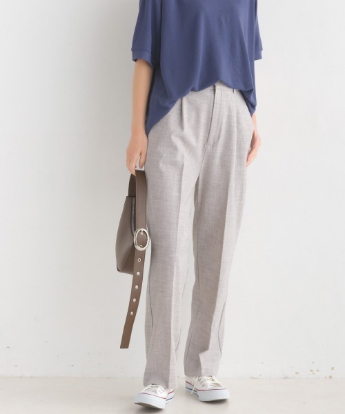 OMNES（オムネス）の「ストレッチ杢センタープレススラックスパンツ（スラックス・レディース・ベージュ/グレー・FREE）」の8枚目の写真
