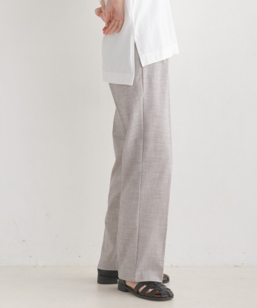 OMNES（オムネス）の「ストレッチ杢センタープレススラックスパンツ（スラックス・レディース・ベージュ/グレー・FREE）」の9枚目の写真