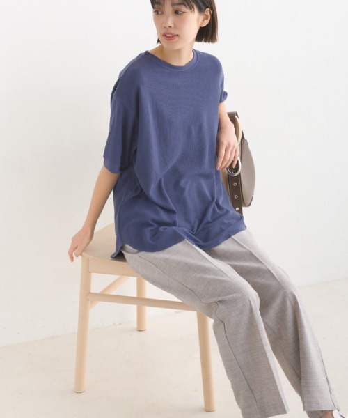 OMNES（オムネス）の「ストレッチ杢センタープレススラックスパンツ（スラックス・レディース・ベージュ/グレー・FREE）」の12枚目の写真