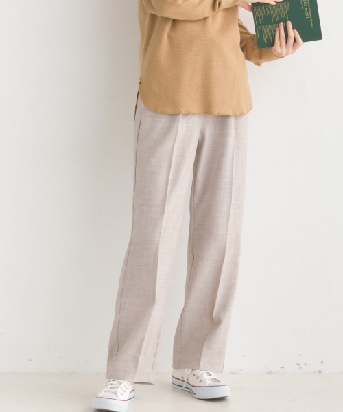 OMNES（オムネス）の「ストレッチ杢センタープレススラックスパンツ（スラックス・レディース・ベージュ/グレー・FREE）」の14枚目の写真