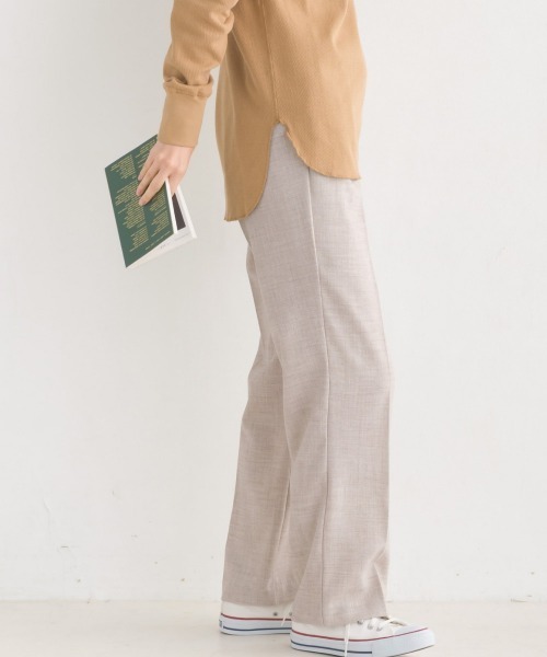 OMNES（オムネス）の「ストレッチ杢センタープレススラックスパンツ（スラックス・レディース・ベージュ/グレー・FREE）」の15枚目の写真