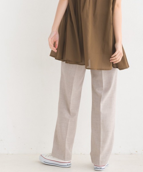 OMNES（オムネス）の「ストレッチ杢センタープレススラックスパンツ（スラックス・レディース・ベージュ/グレー・FREE）」の16枚目の写真