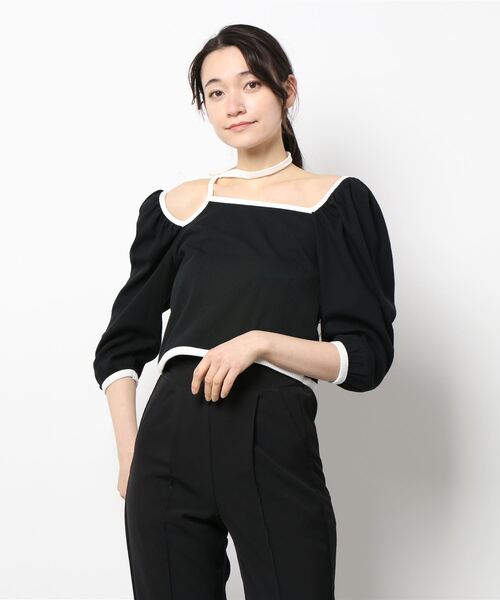 lilLilly（リルリリー）の「リブチョーカートップス（Tシャツ/カットソー・レディース・ベージュ/ブラック/ブルー・FREE）」の21枚目の写真