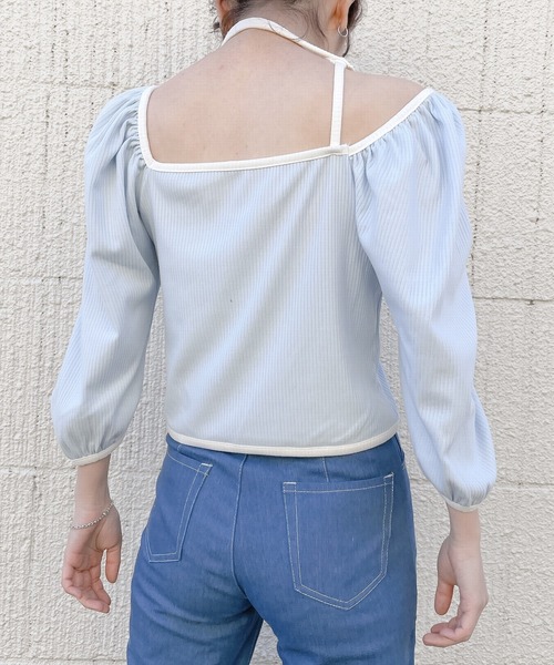 lilLilly（リルリリー）の「リブチョーカートップス（Tシャツ/カットソー・レディース・ベージュ/ブラック/ブルー・FREE）」の13枚目の写真