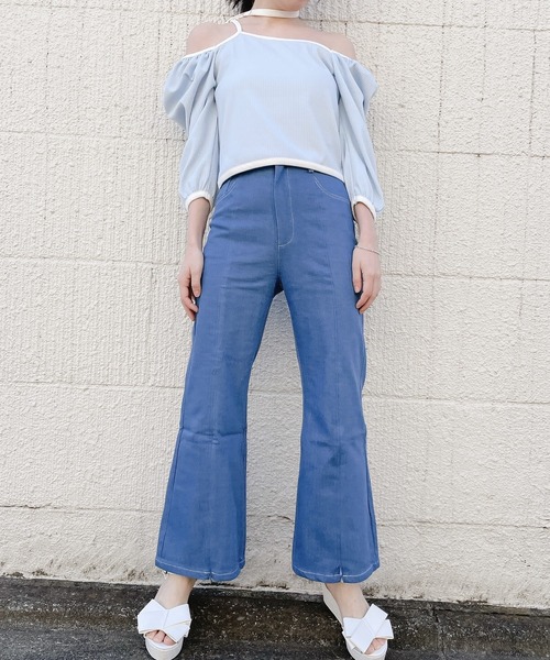 lilLilly（リルリリー）の「リブチョーカートップス（Tシャツ/カットソー・レディース・ベージュ/ブラック/ブルー・FREE）」の14枚目の写真