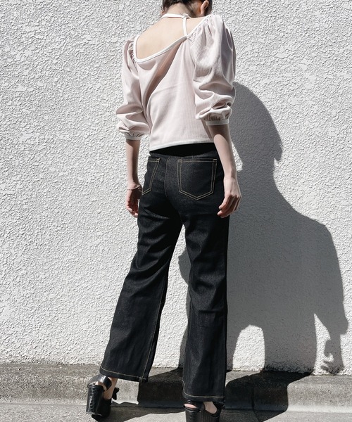 lilLilly（リルリリー）の「リブチョーカートップス（Tシャツ/カットソー・レディース・ベージュ/ブラック/ブルー・FREE）」の20枚目の写真