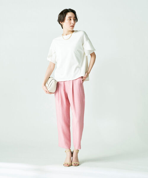 NOLLEY’S Sophi（ノーリーズソフィ）の「◇【WEB限定】バックフリル異素材使いプルオーバーカットソー（Tシャツ/カットソー・レディース・ホワイト/ブラック/ベージュ/ネイビー・38）」の5枚目の写真