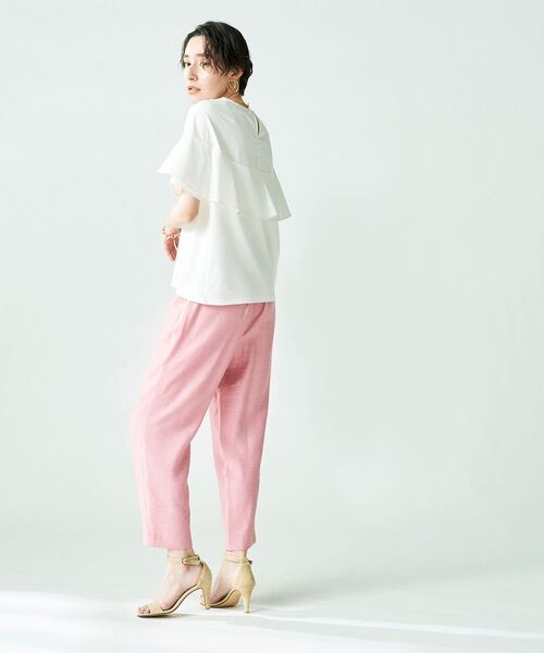 NOLLEY’S Sophi（ノーリーズソフィ）の「◇【WEB限定】バックフリル異素材使いプルオーバーカットソー（Tシャツ/カットソー・レディース・ホワイト/ブラック/ベージュ/ネイビー・38）」の7枚目の写真