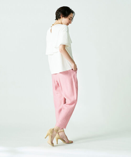 NOLLEY’S Sophi（ノーリーズソフィ）の「◇【WEB限定】バックフリル異素材使いプルオーバーカットソー（Tシャツ/カットソー・レディース・ホワイト/ブラック/ベージュ/ネイビー・38）」の10枚目の写真