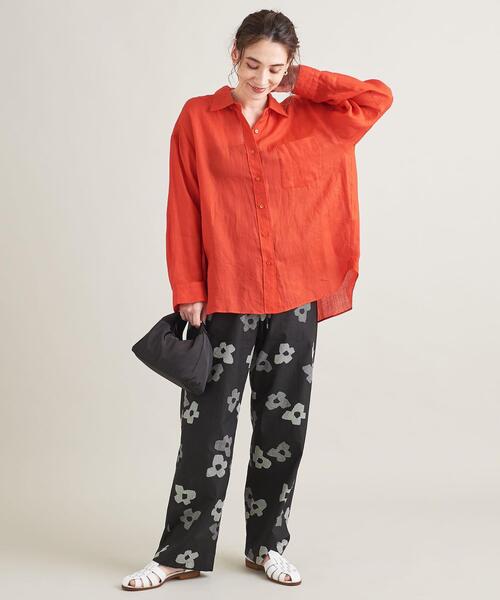 8 By YOOX LINEN ESSENTIAL SHIRT | リネンシャツ オレンジ