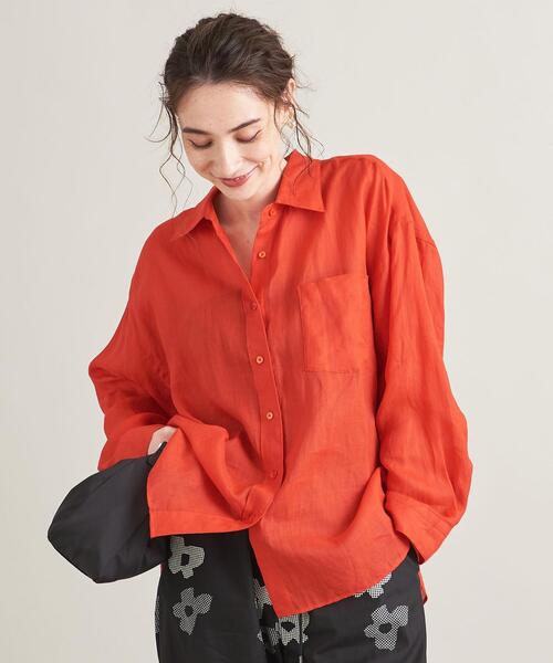 BEAUTY&YOUTH UNITED ARROWS（ビューティーアンドユースユナイテッドアローズ）の「BY TRADITIONAL 麻レギュラーシャツ -ウォッシャブル-（シャツ/ブラウス・レディース・ホワイト/ブラック/ターコイズブルー/オレンジ・FREE）」の7枚目の写真