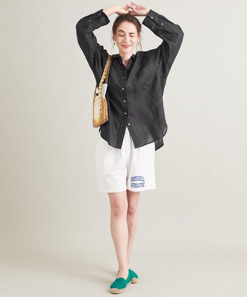 BEAUTY&YOUTH UNITED ARROWS（ビューティーアンドユースユナイテッドアローズ）の「BY TRADITIONAL 麻レギュラーシャツ -ウォッシャブル-（シャツ/ブラウス・レディース・ホワイト/ブラック/ターコイズブルー/オレンジ・FREE）」の9枚目の写真