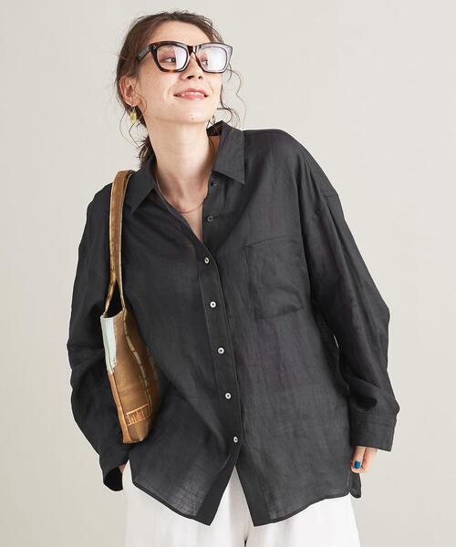 BEAUTY&YOUTH UNITED ARROWS（ビューティーアンドユースユナイテッドアローズ）の「BY TRADITIONAL 麻レギュラーシャツ -ウォッシャブル-（シャツ/ブラウス・レディース・ホワイト/ブラック/ターコイズブルー/オレンジ・FREE）」の11枚目の写真