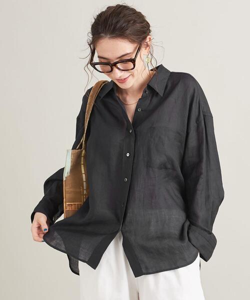 BEAUTY&YOUTH UNITED ARROWS（ビューティーアンドユースユナイテッドアローズ）の「BY TRADITIONAL 麻レギュラーシャツ -ウォッシャブル-（シャツ/ブラウス・レディース・ホワイト/ブラック/ターコイズブルー/オレンジ・FREE）」の12枚目の写真