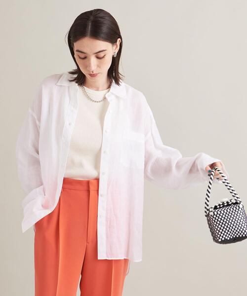 BEAUTY&YOUTH UNITED ARROWS（ビューティーアンドユースユナイテッドアローズ）の「BY TRADITIONAL 麻レギュラーシャツ -ウォッシャブル-（シャツ/ブラウス・レディース・ホワイト/ブラック/ターコイズブルー/オレンジ・FREE）」の15枚目の写真