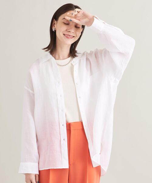 UNIQLO ユニクロ リネンシャツ レッドオレンジ ユニクロ シャツ