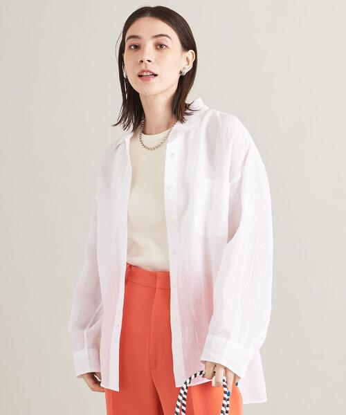 8 By YOOX LINEN ESSENTIAL SHIRT | リネンシャツ オレンジ