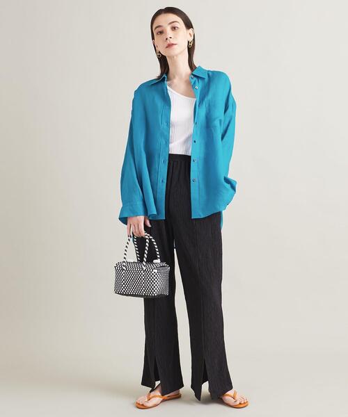 BEAUTY&YOUTH UNITED ARROWS（ビューティーアンドユースユナイテッドアローズ）の「BY TRADITIONAL 麻レギュラーシャツ -ウォッシャブル-（シャツ/ブラウス・レディース・ホワイト/ブラック/ターコイズブルー/オレンジ・FREE）」の21枚目の写真