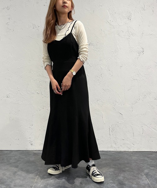 apres jour mignon（アプレジュールミニョン）の「クシュクシュクロスキャミワンピ【ZOZOTOWN限定アイテム】（ワンピース・レディース・ブラウン系その他/オレンジ/ブラック・フリー/X-LARGE）」の6枚目の写真