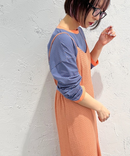 apres jour mignon（アプレジュールミニョン）の「クシュクシュクロスキャミワンピ【ZOZOTOWN限定アイテム】（ワンピース・レディース・ブラウン系その他/オレンジ/ブラック・フリー/X-LARGE）」の16枚目の写真