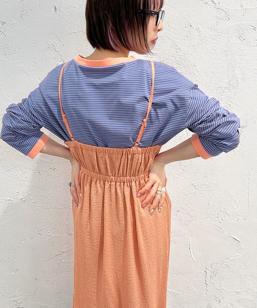 apres jour mignon（アプレジュールミニョン）の「クシュクシュクロスキャミワンピ【ZOZOTOWN限定アイテム】（ワンピース・レディース・ブラウン系その他/オレンジ/ブラック・フリー/X-LARGE）」の17枚目の写真