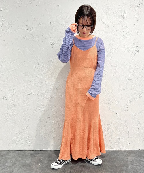 apres jour mignon（アプレジュールミニョン）の「クシュクシュクロスキャミワンピ【ZOZOTOWN限定アイテム】（ワンピース・レディース・ブラウン系その他/オレンジ/ブラック・フリー/X-LARGE）」の18枚目の写真