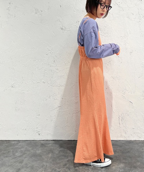 apres jour mignon（アプレジュールミニョン）の「クシュクシュクロスキャミワンピ【ZOZOTOWN限定アイテム】（ワンピース・レディース・ブラウン系その他/オレンジ/ブラック・フリー/X-LARGE）」の20枚目の写真