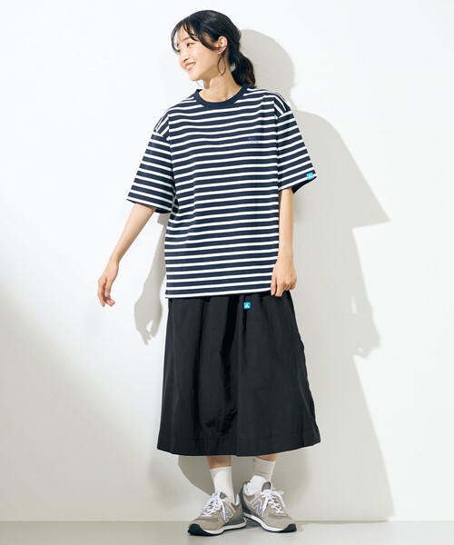 SHARE PARK(シェアパーク)の「【UNISEX】UVカット ボーダーロゴTシャツ(Tシャツ/カットソー・メンズ・ホワイト系1/ブルー系1・X-SMALL/LARGE/SMALL/MEDIUM/X-LARGE)」の3枚目の写真