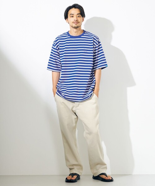 SHARE PARK(シェアパーク)の「【UNISEX】UVカット ボーダーロゴTシャツ(Tシャツ/カットソー・メンズ・ホワイト系1/ブルー系1・X-SMALL/LARGE/SMALL/MEDIUM/X-LARGE)」の11枚目の写真