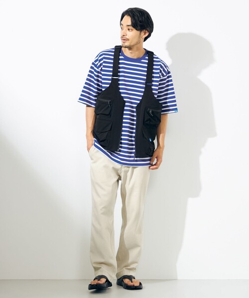 SHARE PARK(シェアパーク)の「【UNISEX】UVカット ボーダーロゴTシャツ(Tシャツ/カットソー・メンズ・ホワイト系1/ブルー系1・X-SMALL/LARGE/SMALL/MEDIUM/X-LARGE)」の12枚目の写真