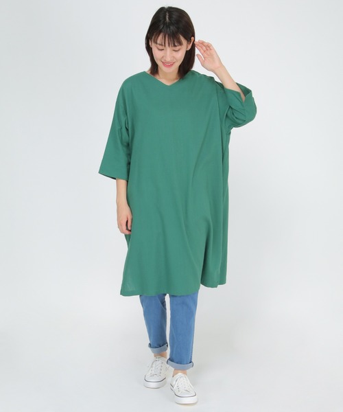 LBC（エルビーシー）の「リネンブレンドサックワンピ（ワンピース・レディース・ブラック/オレンジ/グリーン/ベージュ・M/L）」の8枚目の写真