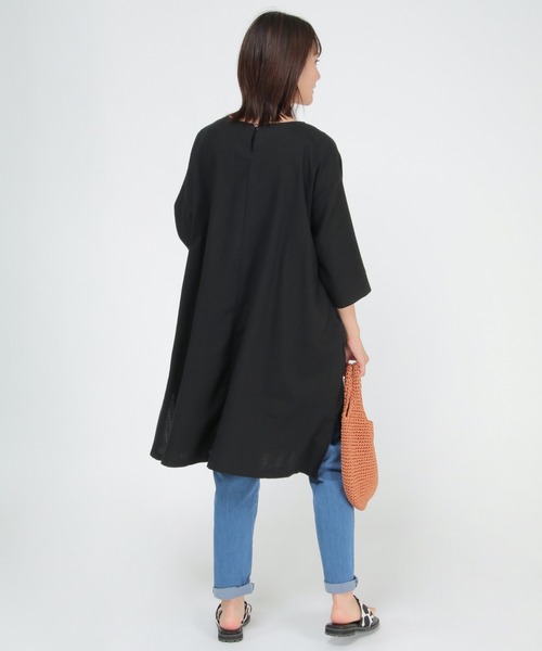 LBC（エルビーシー）の「リネンブレンドサックワンピ（ワンピース・レディース・ブラック/オレンジ/グリーン/ベージュ・M/L）」の11枚目の写真