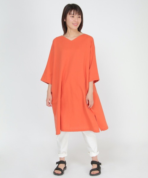 LBC（エルビーシー）の「リネンブレンドサックワンピ（ワンピース・レディース・ブラック/オレンジ/グリーン/ベージュ・M/L）」の5枚目の写真