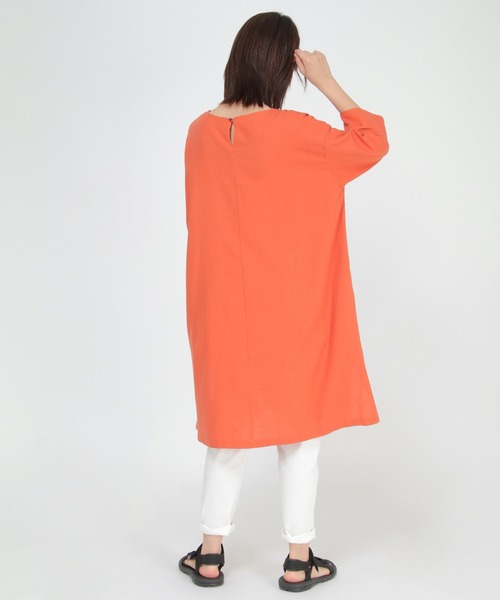 LBC（エルビーシー）の「リネンブレンドサックワンピ（ワンピース・レディース・ブラック/オレンジ/グリーン/ベージュ・M/L）」の7枚目の写真