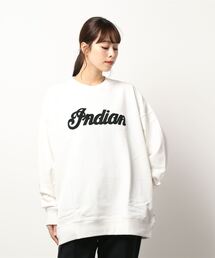 【Bl】【INDIAN】刺繍+発砲プリント オーバーサイズトレーナー