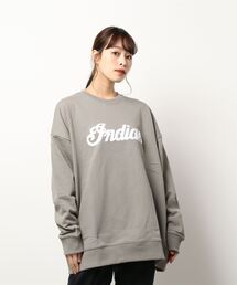 INDIAN（インディアン）の「【Bl】【INDIAN】刺繍+発砲プリント オーバーサイズトレーナー（スウェット）」