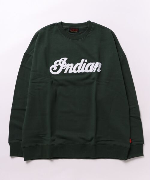 INDIAN（インディアン）の「【Bl】【INDIAN】刺繍+発砲プリント オーバーサイズトレーナー（スウェット・レディース・ブラック/オフホワイト/グレイッシュベージュ/グリーン・MEDIUM/LARGE/X-LARGE）」の4枚目の写真