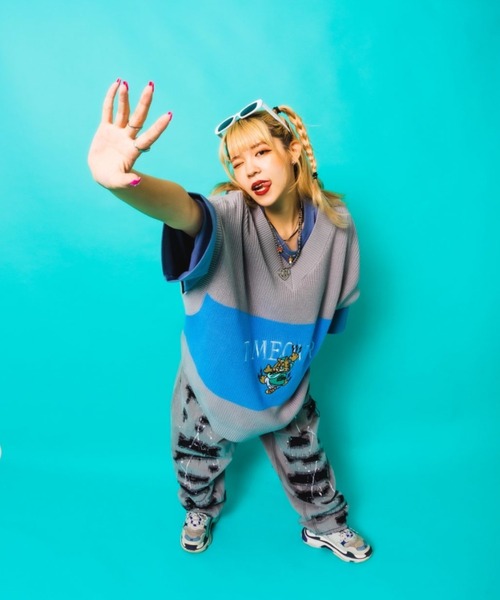 A'gem(エージェム)の「『A'gem/エージェム』LINE VEST/ワイドボーダー刺繍ニットベスト(ベスト・メンズ・イエロー/グレー/ダークグリーン・FREE)」の14枚目の写真