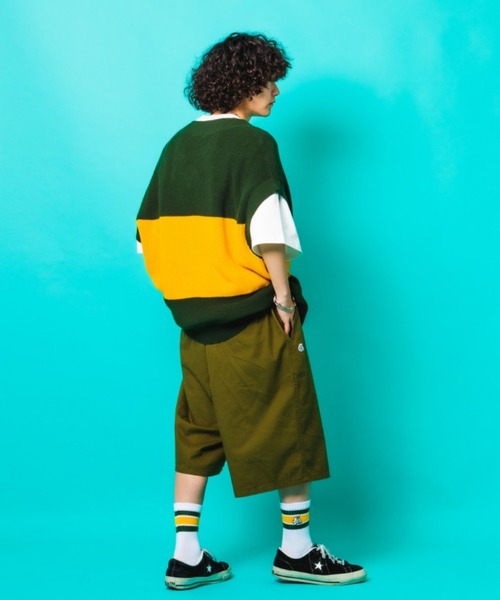 A'gem(エージェム)の「『A'gem/エージェム』LINE VEST/ワイドボーダー刺繍ニットベスト(ベスト・メンズ・イエロー/グレー/ダークグリーン・FREE)」の18枚目の写真
