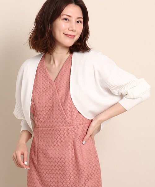 セール】【洗える】プリーツ風スリーブボレロカーディガン ...
