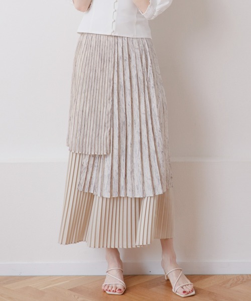 LADYMADE（レディメイド）の「レイヤードプリーツスカート（スカート・レディース・アイボリー/ブラック・FREE）」の2枚目の写真