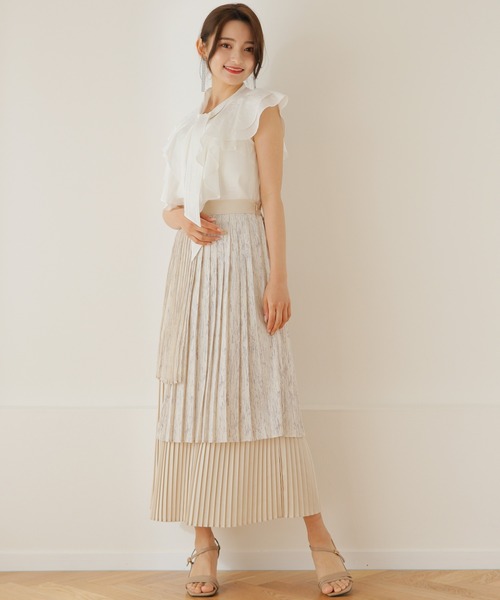 LADYMADE（レディメイド）の「レイヤードプリーツスカート（スカート・レディース・アイボリー/ブラック・FREE）」の6枚目の写真