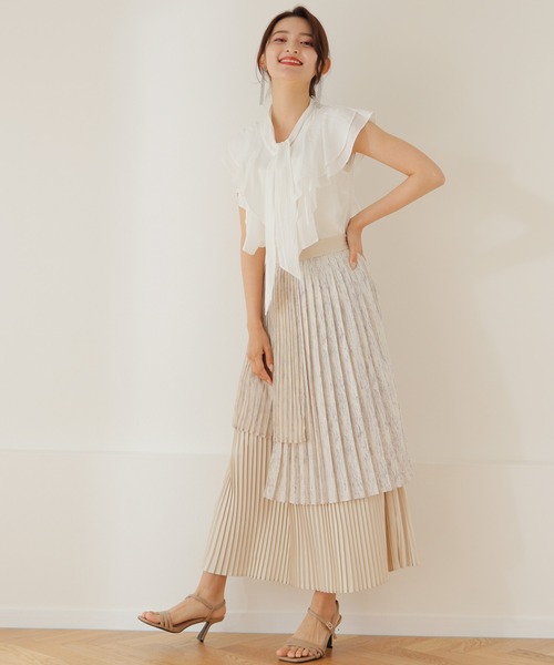 LADYMADE（レディメイド）の「レイヤードプリーツスカート（スカート・レディース・アイボリー/ブラック・FREE）」の3枚目の写真